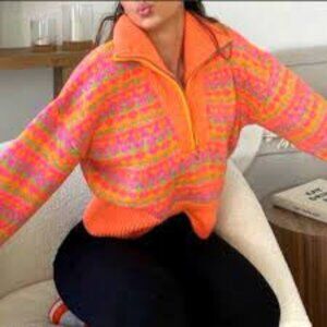 Zara Fair Isle Half-Zip Sweater